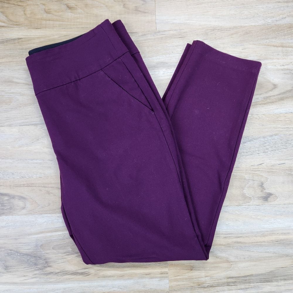 🩵Hollywould Burgundy Lightweight Rayon Blend Skinny Ankle Pants Size 7/29 - Picture 2 of 13